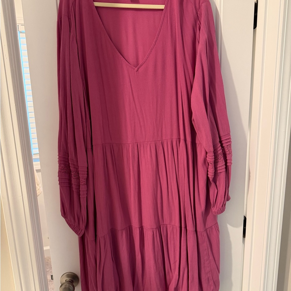 Casual Pink V-Neck Dress